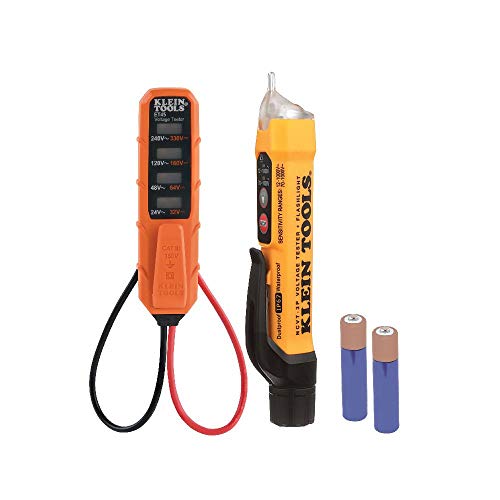Klein Tools NCVT3PKIT Electrical Test Kit, Dual-Range Non-Contact Voltage Tester & RT250 GFCI Receptacle Tester with LCD Display, for Standard 3-Wire 120V Electrical Outlets - style: NCVT Kit + Receptacle Tester