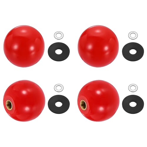uxcell 4Pcs Threaded Ball Knobs, M6 x 32mm Phenolic Plastic Thread Ball Handles Balls Nuts Knob Caps Nut Balls with Threaded Insert for Machine Lever Handle DIY Project, Red - color: Red, size: M6 x 32mm