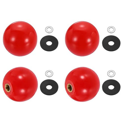 uxcell 4Pcs Threaded Ball Knobs, M6 x 32mm Phenolic Plastic Thread Ball Handles Balls Nuts Knob Caps Nut Balls with Threaded Insert for Machine Lever Handle DIY Project, Red - color: Red, size: M6 x 32mm
