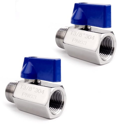 2 Pack Mini Ball Valve,3/8" NPT Female and Male Thread Shut-Off Valve - size: 3/8" NPT