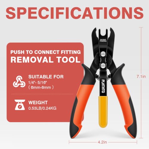 PLATATO Push to Connect Fittings Disconnect Tong Tool for Removing Push-fit Pneumatic Fittings 1/4”, 5/16” (6mm, 8mm) Quick Connect Air Hose Fittings Removal Tool - size: 6-8mm