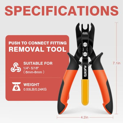 PLATATO Push to Connect Fittings Disconnect Tong Tool for Removing Push-fit Pneumatic Fittings 1/4”, 5/16” (6mm, 8mm) Quick Connect Air Hose Fittings Removal Tool - size: 6-8mm