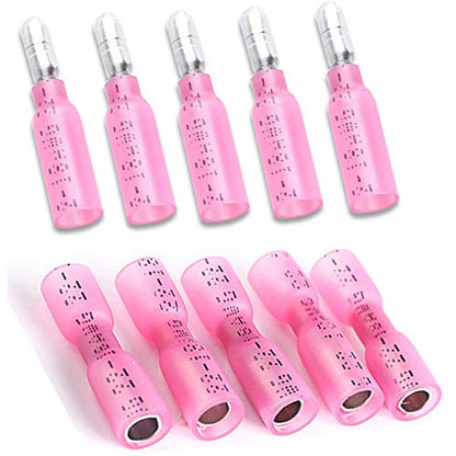 100PCS Heat Shrink Bullet Connectors AWG22-18, Marine Butt Terminal - size: Pink - 100Pcs - AWG 22-18