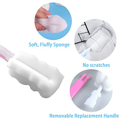 Bottle Brush Sponge Replacement Heads 12 Pack Durable Cleaning Brush Head Environmental Protection Cup Cleaner Brushes Refill Heads Without Handle (Sponge Brush Head 12PCS) - color: Brush Head 12pcs