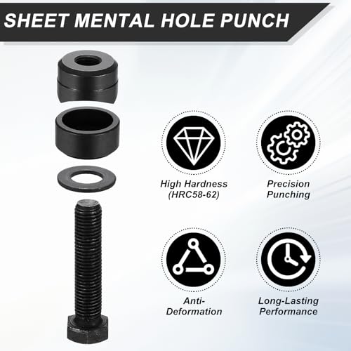 HARFINGTON Sheet Metal Hole Punch 1-1/8" Bearing Steel Circle Hole Puncher - size: 1-1/8"