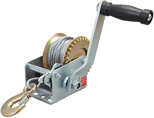 BIG RED 600Lbs Manual Winch – 26.3FT Steel Cable, Two-Way Ratchet Crank, Heavy-Duty Boat Trailer Winch for ATV/UTV/Jet Ski/Marine Use - size: 600 lbs, style: Steel Cable
