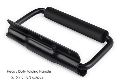 SYINE 5.15 Inch 8.3 oz Large Heavy Duty Folding Handle,3 Mounting Holes,Spring Loaded with Rubber Grip for Toolbox Cabinet,1 Pack,Black - color: Black