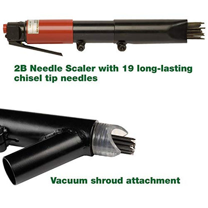 CS Unitec | 121.2099 VS | Industry Standard 2B 19-Needle Scaler with Vacuum Shroud – Reliable Performance for Any Job – Made in England - style: (C) 2B Needle Scaler w/ Vacuum Shroud