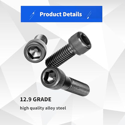 440Pcs Black Alloy Steel M3 Metric Hex Socket Screws with Matching Nuts - color: 440Black