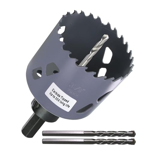 3-1/8 inch Carbide Hole Saw Bit Deep Cutting 2.36” for Multiple Material Hardy Plank Nail Embedded Wood Air Brick Up to 30X Longer Life - color: 3-1/8"(79mm)
