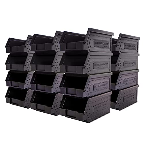 24 Pack Plastic Storage Bins, Hanging, Stackable, Storage Organizer Bin for Warehouses, Workshops 7-Inch x 4-Inch x 3-Inch, Black - color: Black, size: 24-Pack