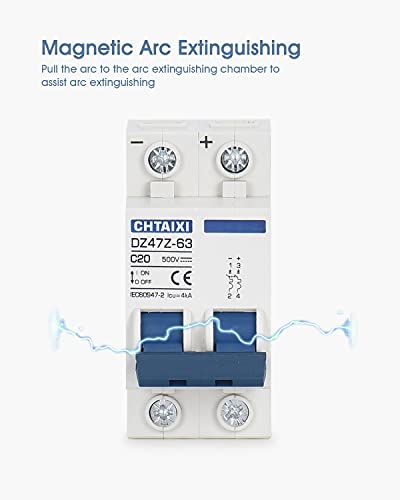 DC Miniature Circuit Breaker, 2 Pole 500V 20 Amp - size: 20A