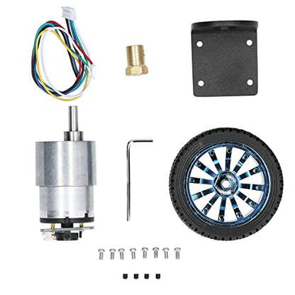 Encoder Motor Set, 15.5mm Shaft Diameter Micro DC Gear Motors DC12V for DIY Smart Car(1000RPM)