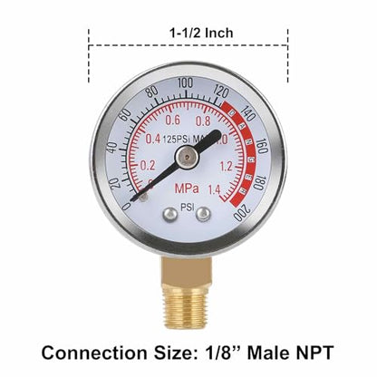 Hromee Air Tank Repair Kit w/Safety Valve, Pressure Gauge and 4 Feet Air Tank Hose Assembly kit for Portable Carry Tank - size: Air Tank Repair Kit