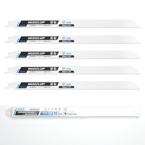 5Pack 12inch 14TPI Metal Reciprocating Saw Blades Set - size: 14TPI/12 inch