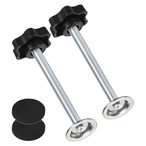 M METERXITY 2-Pack Star Handle Hand Screws, M8x80mm Carbon Steel Thread Star Clamping Knobs with Screws, Pressure Plate and Rubber Pad for Woodworking/Mechanical Equipment [Black] - size: M8 x 80mm