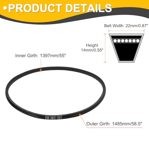uxcell C55 Drive V-Belt 55 Inch (1397mm) Li x 22mm W x 14mm H Rubber V Belt - size: C55