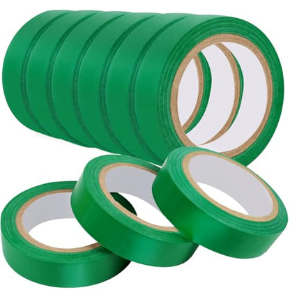Romeda 9 Pack Electrical Tapes, Electrical Tape Water, Sun, and Oil Resistant, Electrical Tape is Suitable for Most Domestic, Commercial, and Industrial environments - Green - color: Green