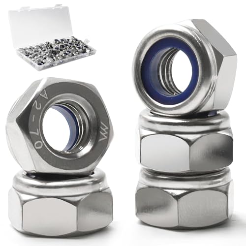 M8-1.25 Lock Nut, 90Pcs Stainless Steel Nylock Insert Locking Nut - size: M8-1.25, 90 Pack