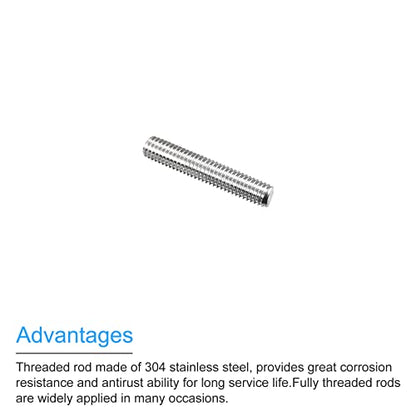 MECCANIXITY Fully Threaded Rod M5 x 25mm 0.8mm Thread Pitch 304 Stainless Steel Right Hand Threaded Rods Bar Studs 5 Pack - size: M5 x 25mm