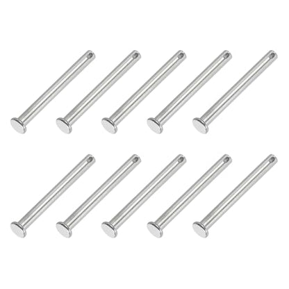 PATIKIL 6 x 60 mm Single Hole Clevis Pins, 10 Pcs 304 Stainless Steel Flat Head Pin for Hitch Pin Lock Link Hinge Systems, Silver - size: 6 x 60 x 56 mm