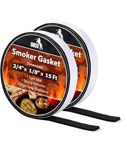 UNCO- Smoker Gasket, 15 FT, 3/4" x 1/8", 2 Pack, Black, Smoker Gasket Seal High Temp - color: Black, size: 3/4"x1/8" 15 Ft, 2 Pack