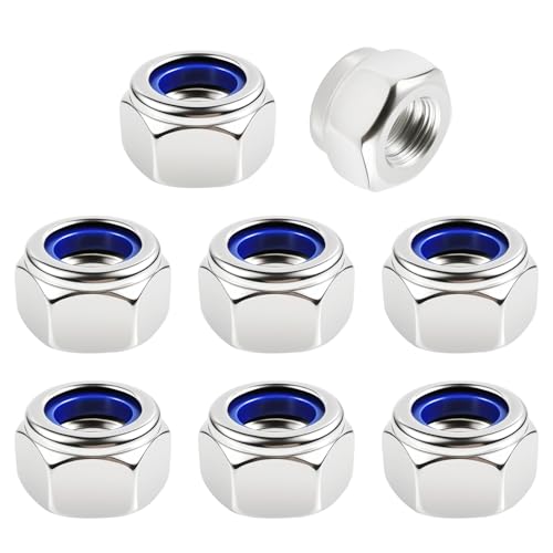 8pcs M16x2mm Nylon Inserted Hex Lock Nuts, 304 Stainless Steel - size: 8pcs 304 M16*2mm