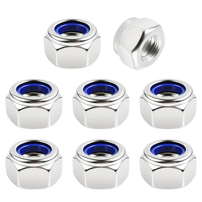 8pcs M16x2mm Nylon Inserted Hex Lock Nuts, 304 Stainless Steel - size: 8pcs 304 M16*2mm