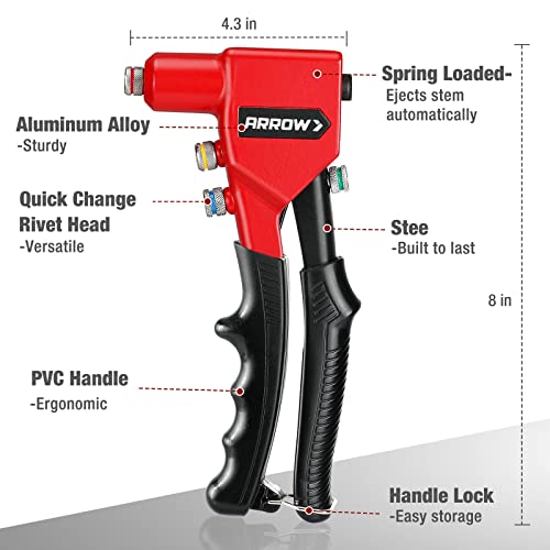 Arrow Hand Riveter Kit, RT187M Professional Pop Rivet Gun