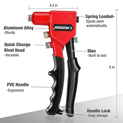 Arrow Hand Riveter Kit, RT187M Professional Pop Rivet Gun