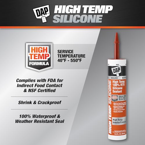 DAP High Temp 100% RTV Silicone Sealant, 10.3 Oz, Red (7079808013)