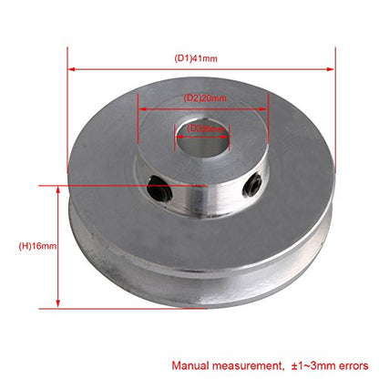 8mm Fixed Bore Single Groove Pulley Wheel Silver Aluminum Alloy 41x16x8mm for Motor Shaft 3-5mm PU Round Belts - size: 41*8mm
