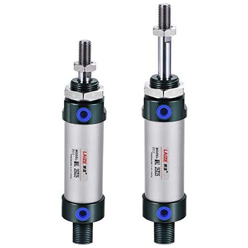 MECCANIXITY Pneumatic Air Cylinder Double Action MAL25X25 25mm Bore 25mm Stroke with Y Connector and 4Pcs Quick Fitting Set - size: 25X25 mm