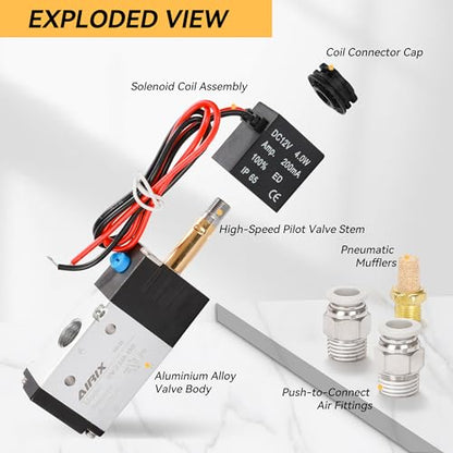 1/4" NPT Solenoid Valve 3V210-08, 3-Way N.C., DC 12V, Lead - size: NPT1/4″/DC12/Out of line, style: 2-Position 3-Way Solenoid Valve