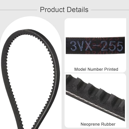 uxcell 2pcs 3VX255 Rubber V-Belt, Raw Edge Cogged Industrial V Belt 25.5" Length x 0.38" Width x 0.32" Thickness - size: 3VX255
