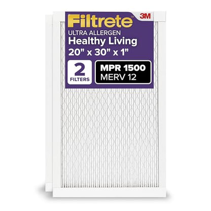 Filtrete 20x30x1 Air Filter, MERV 12, MPR 1500, 2 HVAC Filters - size: 20x30x1