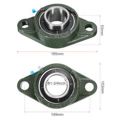 uxcell 2pcs UCFL209-28 Pillow Block Bearings 1-3/4 inch Bore Self Alignment, Solid Cast Iron Base Mounted Chrome Steel Bearings - size: UCFL209-28