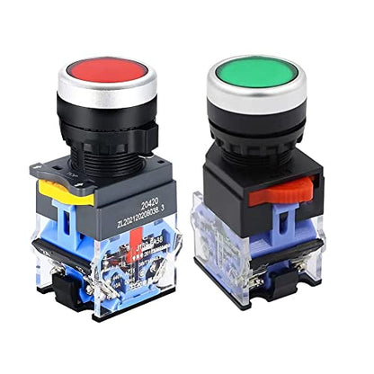 E-Stop Start Stop Push Button Station w/Lockable Cover, Green/Red IP67 - color: Red/green instantaneous emergency stop switch box