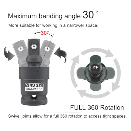 3Pcs Impact Universal Joint Socket Swivel Set