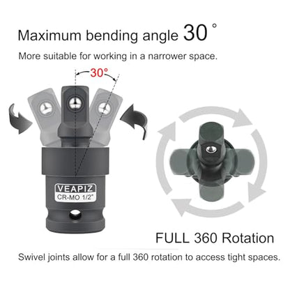 3Pcs Impact Universal Joint Socket Swivel Set