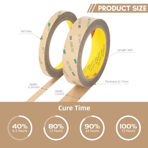 3M Double Sided Tape 300LSE 1.0" x 36Ft Clear, 1 Pack - size: 1.0"x36Ft