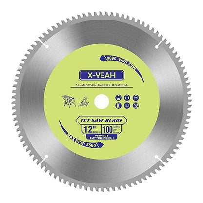 12 Inch 100T Aluminum Non-Ferrous Metal Cutting Circular Saw Blade with 1 Inch Arbor, TCG, Miter/Table Saw Blade - style: for Aluminum 12" 100T