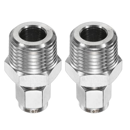 HARFINGTON 2pcs Compression Fittings 1/4" Tube OD x 1/2" NPT Male Thread Stainless Steel Straight Coupler Adapter Compression Tube Pipe Fittings Connector for Oil Gas Water - size: 1/4" OD x 1/2" NPT