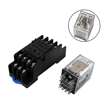 ATO DC 24V Coil 14-Pin Electromagnetic Power Relay 4PDT 4NO 4NC HH54P MY4NJ with Plug-in Terminal Socket Base - size: 4NO 4NC