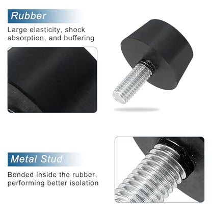 uxcell 4Pcs Rubber Vibration Isolators Mounts Rubber Shock Absorber Mounts, 1.18" x 0.63" Conical Studs with M8 x 20mm Threaded, Silent Block for Air Compressors, Motor, Engines, Black - size: 1.18" x 0.63", M8 x 20mm