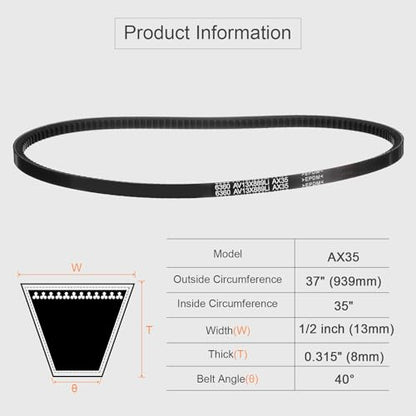 uxcell AX35 EPDM V-Belt,Industrial Rubber V Belt 1/2" Wd x 35" Inside Circ - size: AX35