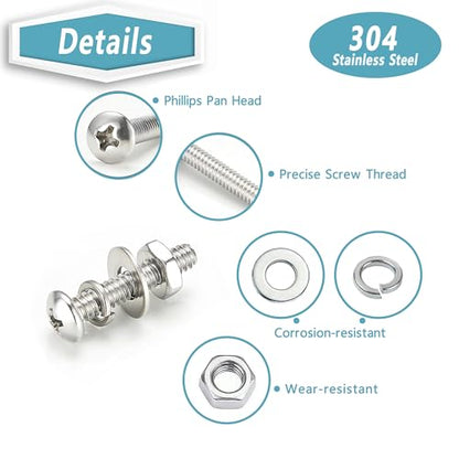 KADRICK 920Pcs Machine Screw Assortment Kit,Stainless Steel #4-40 to #10-24 - size: SS #4-#10 920Pcs