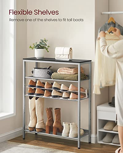 VASAGLE 5-Tier Shoe Rack, Adjustable, Freestanding - color: Charcoal Grey + Metallic Silver, size: 5 Tiers (29.5"W)