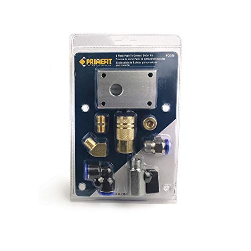Primefit PCKIT8 Air Push to Connect - Outlet Drop Kit with Block,1/4" Brass Quick Connect Coupler