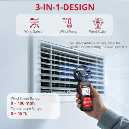 BINTA Handheld Digital Anemometer, Portable Wind Speed Meter with Backlight